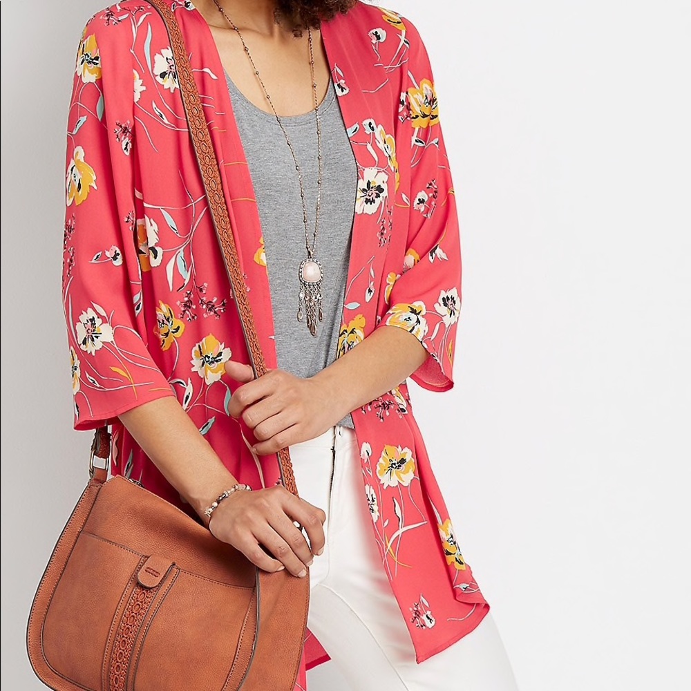 Maurice’s Coral Floral Kimono